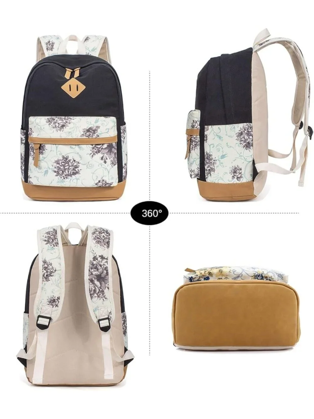 Stylish Girls' 3-in-1 Backpack Set with Lunch Box & Pencil Bags for School